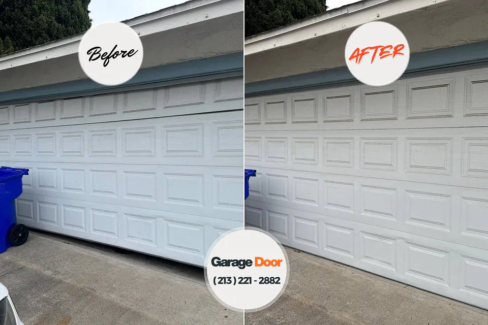 Before and after: garage door repair Lackland AFB, TX